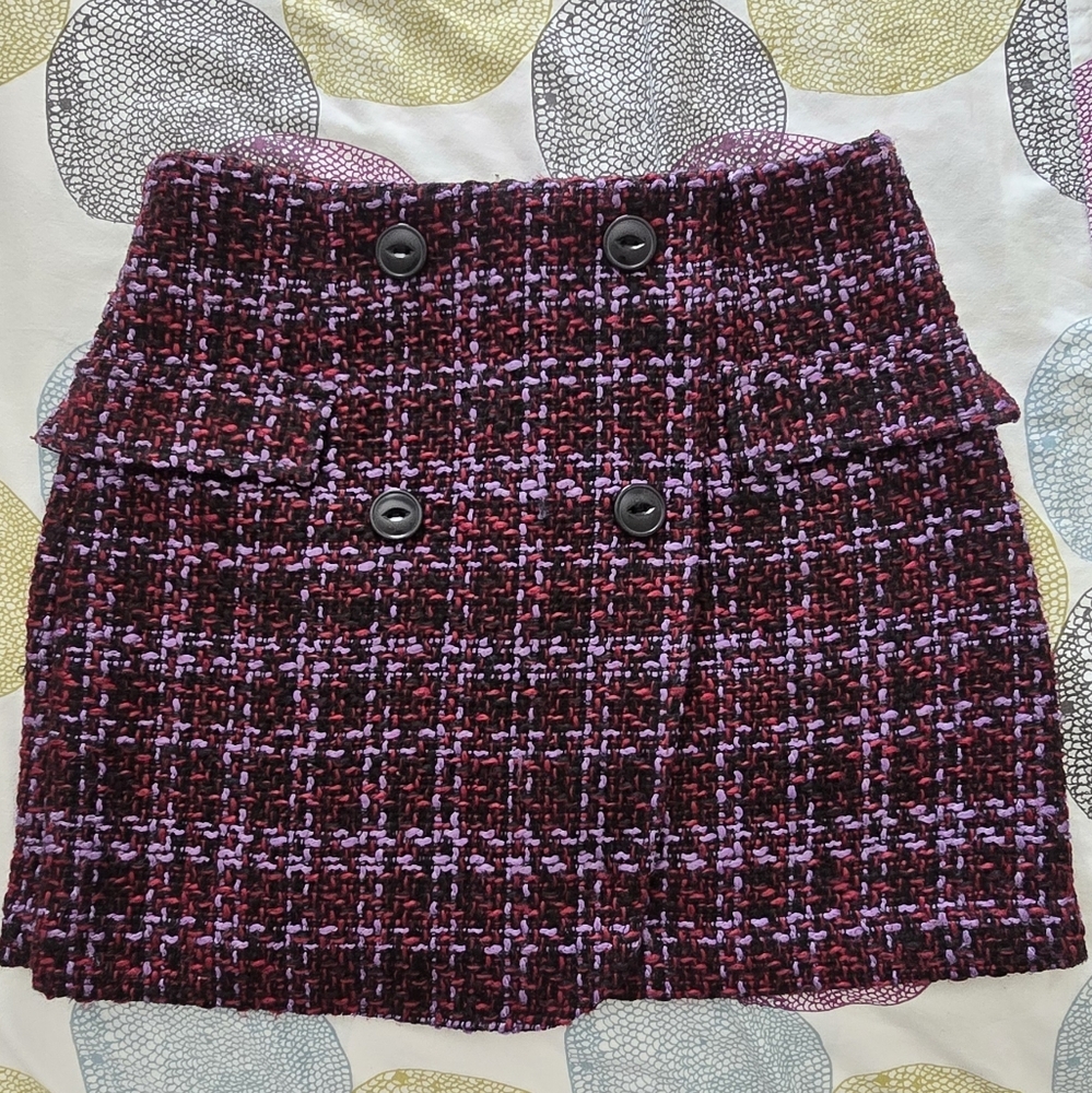 Plaid Tweed Mini Skirt – Size Small